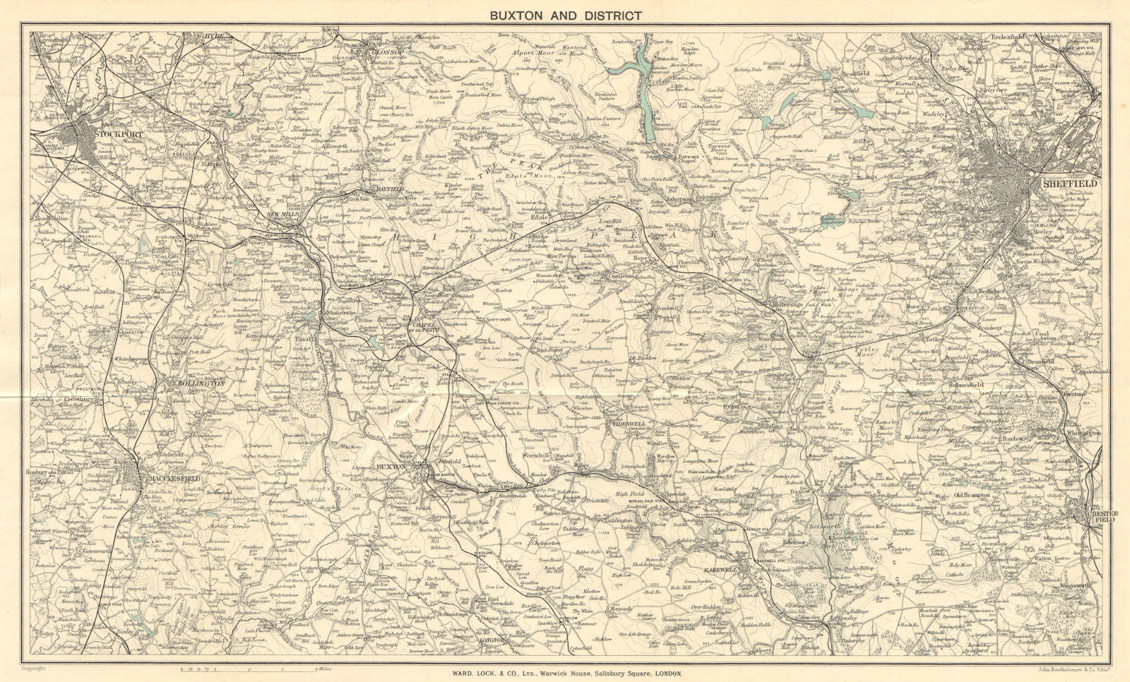 PEAK DISTRICT Buxton Sheffield Bakewell Chesterfield. WARD LOCK 1918 old map